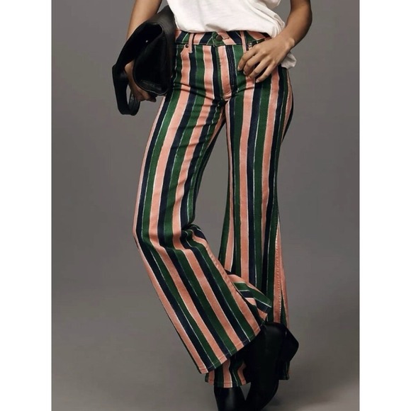 Free People Wrangler Colorful Stripe Mid-Rise Jeans Sizes 28 NWOT - SO FUN - Picture 2 of 9